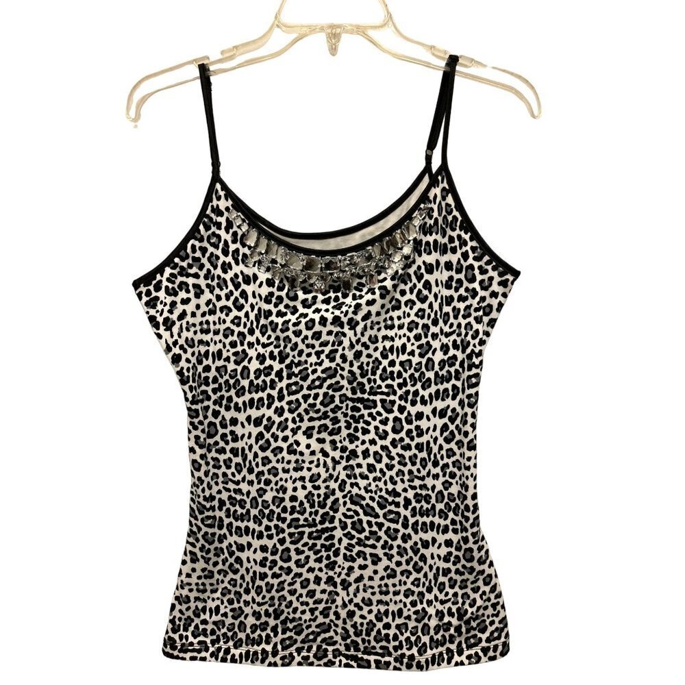 Women's Size Med Yummie Tummie tank top with crystals adjustable straps zebra pr